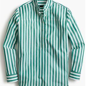 J. Crew Band Collar Striped Popover Tunic Shirt
